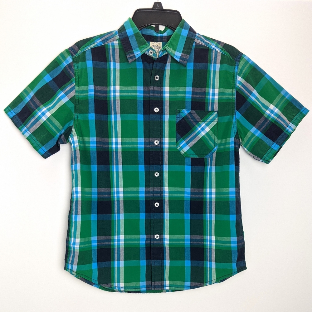 Faded Glory Boys Plaid Button Down Shirt Size 18